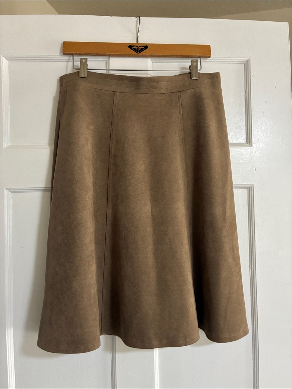 New York Clothing Co Womens Faux Suede A-Line Skirt - Brown Size M